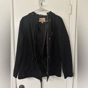 Design‎ by Olivia Black Hooded Utility Jacket Drawstring Waist Medium